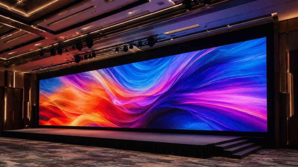 Premium indoor LED video wall installed in a modern shopping mall.