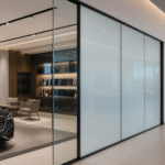 switchable glass creates modern showroom