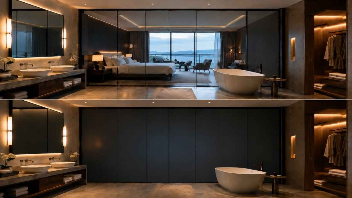 Glasstronn Blackout Switchable Film installation in a modern commercial interior.